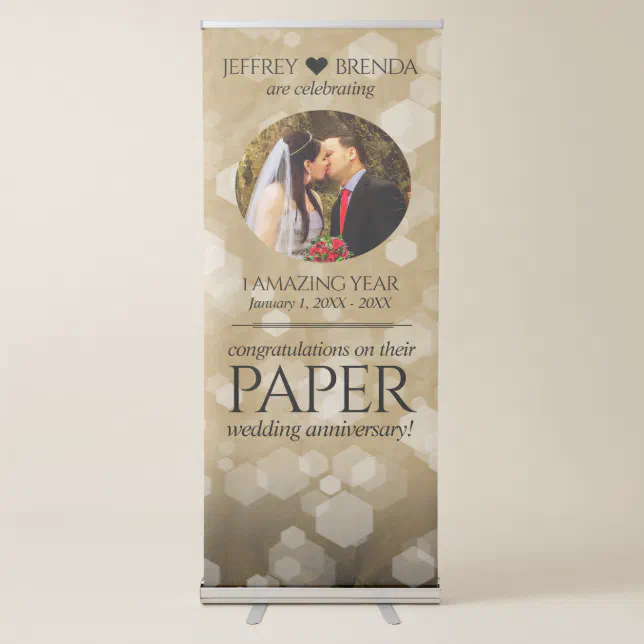 Elegant 1st Paper Wedding Anniversary Celebration Retractable Banner