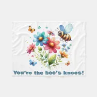 Floral Watercolor Monogram You're the Bee's Knees  Fleece Blanket