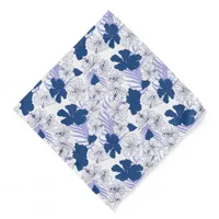 Hawaiian Hibiscus Flower Pattern in Blue and White Bandana