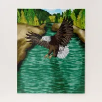 Eagle Flying over River in the Mountains   Jigsaw Puzzle