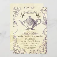 Purple Ivory Roses vintage Bridal Tea Invites