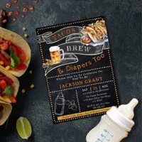 Rustic Tacos Brew & Diapers Baby Shower Invitation