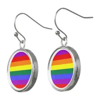 LGBT Rainbow Pride Flag Silver-Pl Drop Earrings