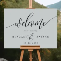 Soft Gray Calligraphy Wedding Welcome Foam Board