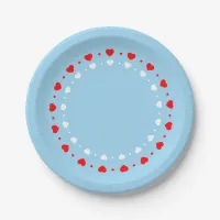 Baby blue and Red hearts Paper Plates