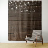 Rustic String Lights Wedding Photo Booth Backdrop