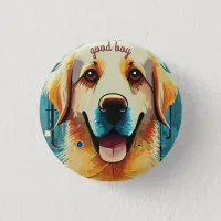 Happy Golden Retriever Button