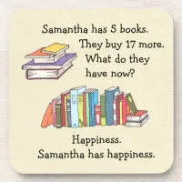 Books = Happiness, Love to Read Beverage Coaster