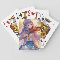 Personalized Anime Girl Playing the Violin Poker Cards