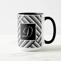 Modern stripes in black, white and gray - Monogram Mug