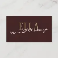 Stylish Burgundy Watercolor Hair Makeup Business Card