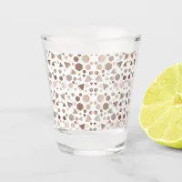 Hexagon & Triangle Pink & Brown on White Pattern  Shot Glass