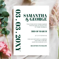 Budget Emerald Gren Modern Wedding Invitation