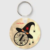 Monogram Z Halloween Sky Witch Spiders Name Keychain