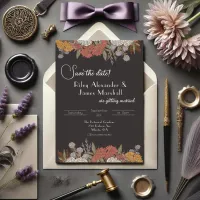 Romantic Moody Vintage Floral Dark Wedding Save The Date