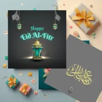Blue Modern Eid Al-Fitr Card