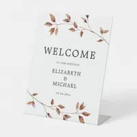 Minimal Fall Leaves Wedding Welcome Sign