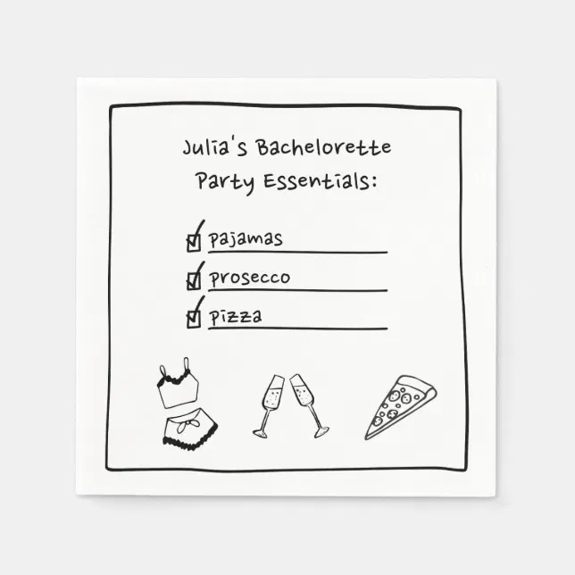 Pajamas & Prosecco Handwritten Bachelorette Party  Napkins