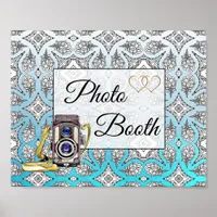 Black and Blue Photo Booth Wedding Sign Poster