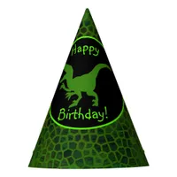 Green Dinosaur Hide Happy Birthday!  Party Hat