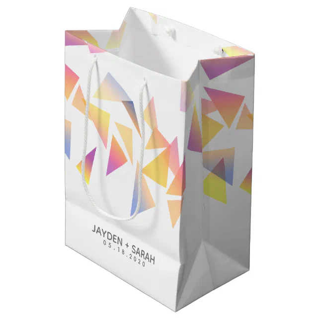 Pastel Triangle Confetti on White Wedding Medium Gift Bag