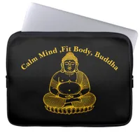 Golden Buddha Statue Meditating in Peaceful Pose Laptop Sleeve