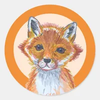 Cute Watercolor Fox Classic Round Sticker