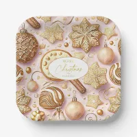 Pink Gold Christmas Pattern#12 ID1009 Paper Plates