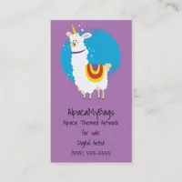 Llama Unicorn on Purple Business Card