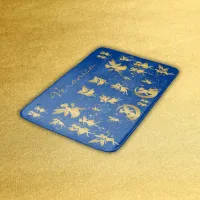 Gold Fairies with Pixie Dust on Blue Monogram | Bath Mat