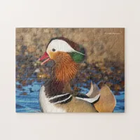 Beautiful Chatty Mandarin Duck at the Pond Jigsaw Puzzle