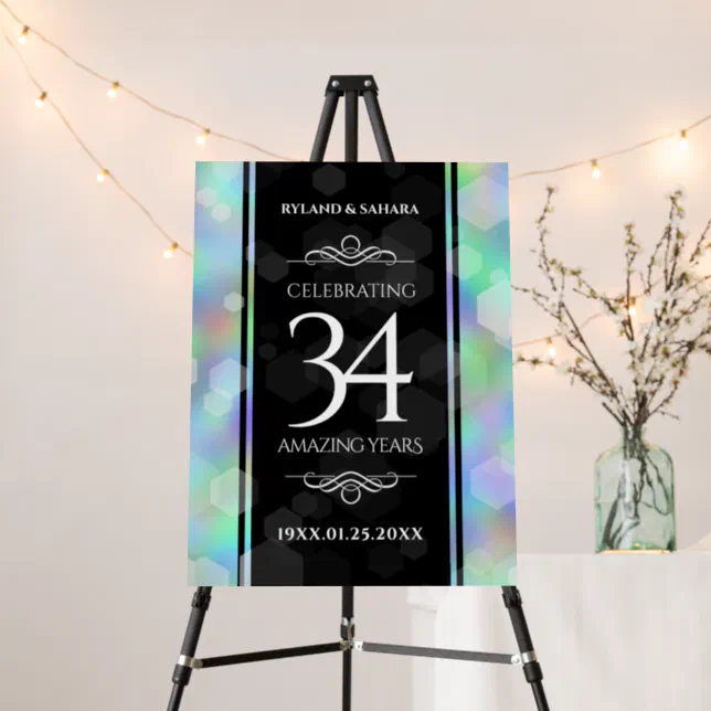 Elegant 34th Opal Wedding Anniversary Celebration Foam Board