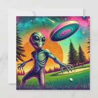Alien Disc Golf Player in Outer Space