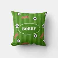 Goal Fun Cartoon Soccer Player Football Field Throw Pillow