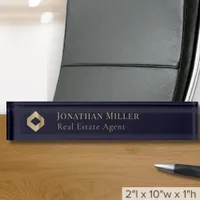 Professional Navy Blue Custom Logo Desk Name Plate