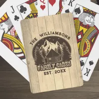 Rustic Wood Nature Family Cabin Brown Name Reunion Poker Cards