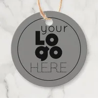 Modern Round Business Logo Charcoal Grey Hang Tag