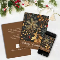 Elegant Winter Foliage Merry Christmas Corporate Holiday Card