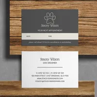 Grey And White Paw Print Logo Appointment Card