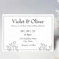 Minimalist Modern Monogram Black & White Wedding Invitation