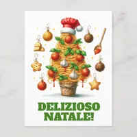 Funny Spaghetti Christmas Tree Delizioso Natale! Postcard