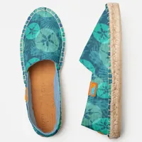 Ocean Blue and Teal Sand Dollar Seashells Beachy Espadrilles