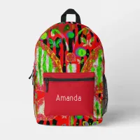 Red Green Purple Butterflies Printed Backpack