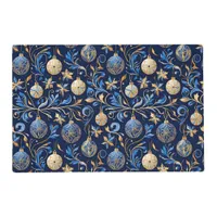 Blue and Gold Ornamental Christmas Designs Placemat