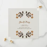 Golden Flowers and Heart Save The Date