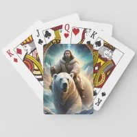 (AI Generated ) Jesus on a polar bear  Poker Cards