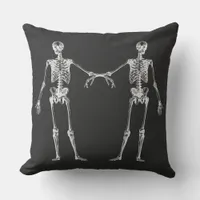 Fun Black & White Vintage Skeleton Throw Pillow