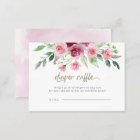 Pink Burgundy Floral Baby Shower Diaper Raffle Enclosure Card