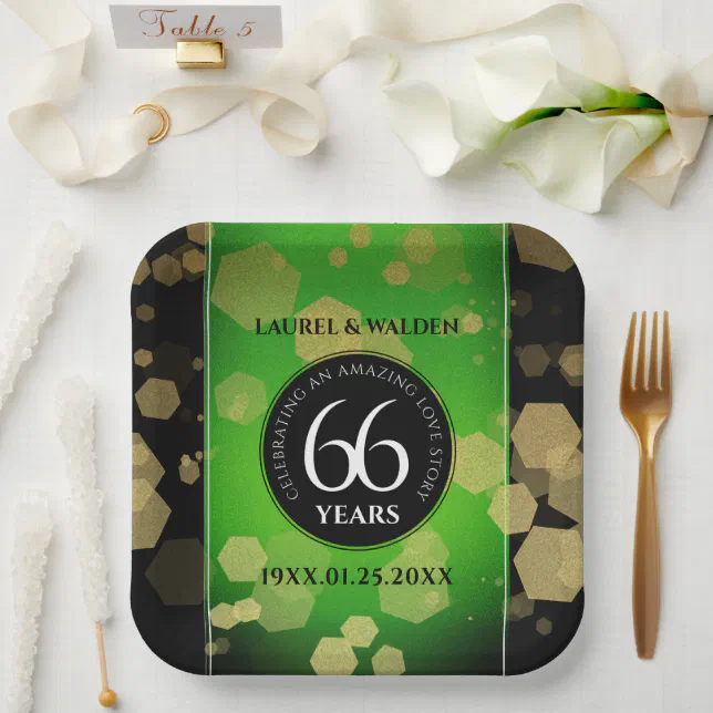 Elegant 66th Titanite Wedding Anniversary Paper Plates