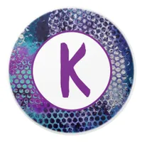 Purple Dotty Abstract Monogram Ceramic Knob